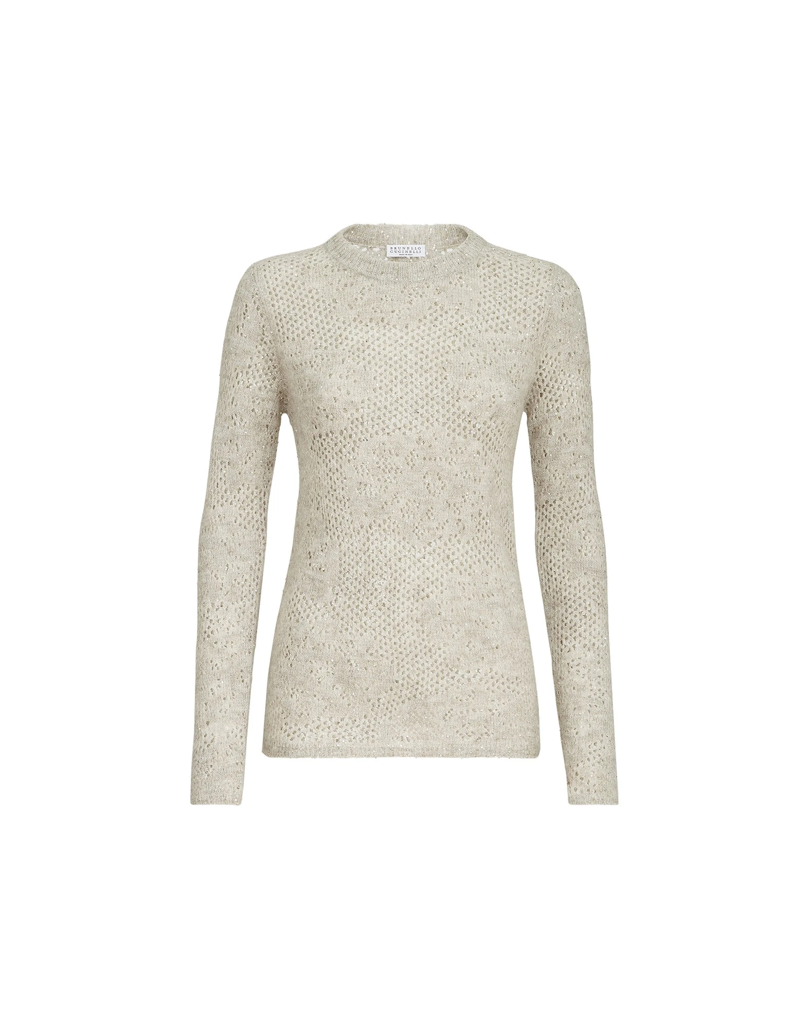 Brunello Cucinelli Lace flowers sweater in Ivory | Buy Knitwear at Luxury Shoes Brunello Cucinelli Lace flowers sweater in Ivory