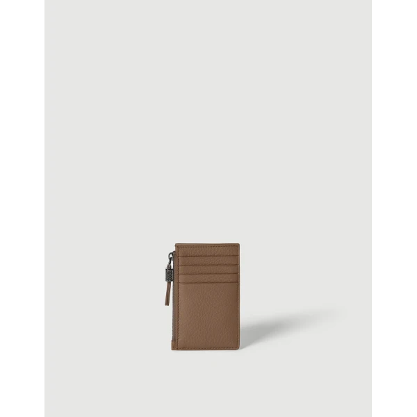 Brunello Cucinelli Leather card case in Brown Gianduia, view 2 | Wallets & Purses | Luxury Shoes 