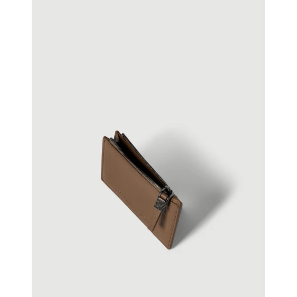 Brunello Cucinelli Leather card case in Brown Gianduia, view 4 | Wallets & Purses | Luxury Shoes 