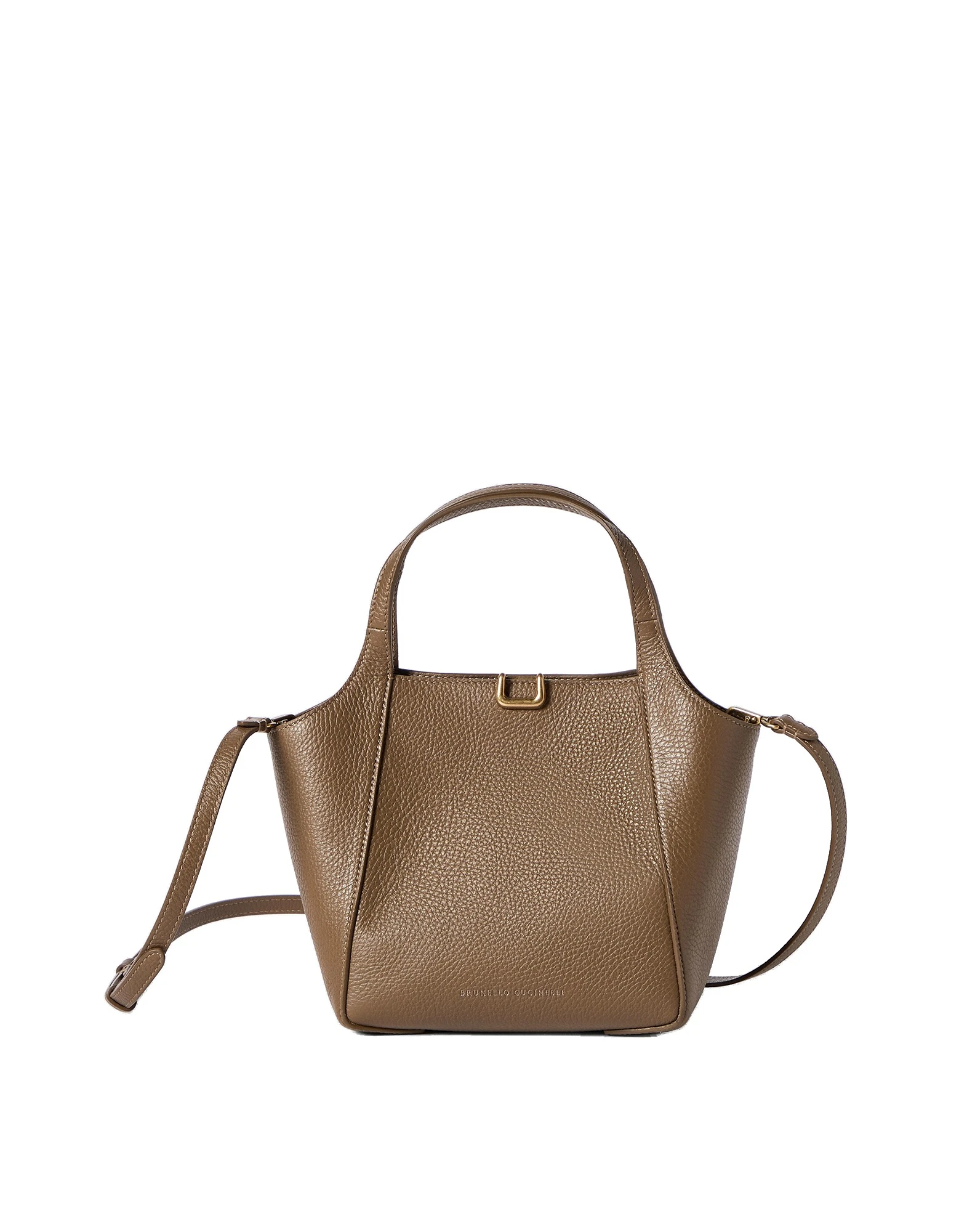 Brunello Cucinelli Leather sartorial small bucket bag in Mud | Buy Bucket Bags at Luxury Shoes Brunello Cucinelli Leather sartorial small bucket bag in Mud