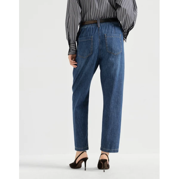 Lightweight denim five-pocket trousers in Dark Denim - Image 3