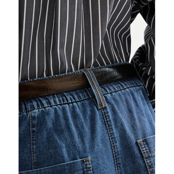 Lightweight denim five-pocket trousers in Dark Denim - Image 4