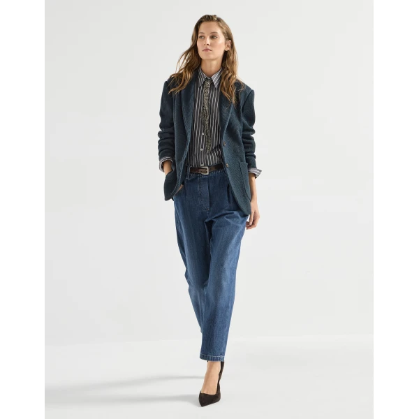 Lightweight denim five-pocket trousers in Dark Denim - Image 5