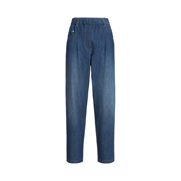 Brunello Cucinelli Lightweight denim five-pocket trousers in Dark Denim