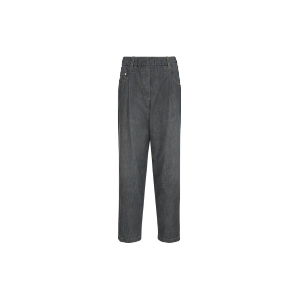 Brunello Cucinelli Lightweight denim five-pocket trousers in Dark Grey