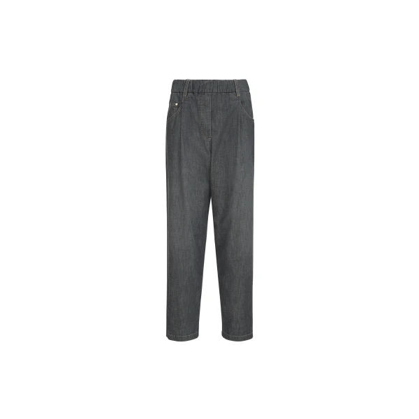 Lightweight denim five-pocket trousers in Dark Grey