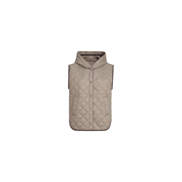 Lightweight nylon quilted vest in Light Brown