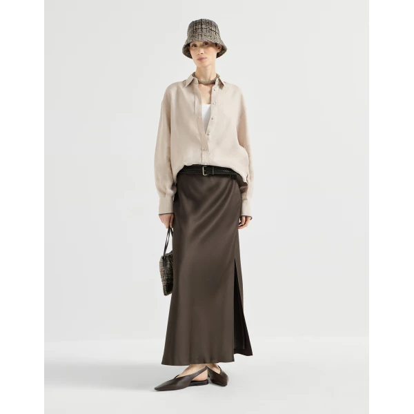 Brunello Cucinelli Linen shirt with monili in Beige, view 6 | Shirts | Luxury Shoes 