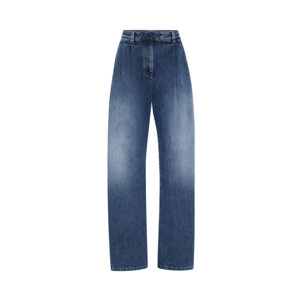 Loose Curved trousers in Medium Denim