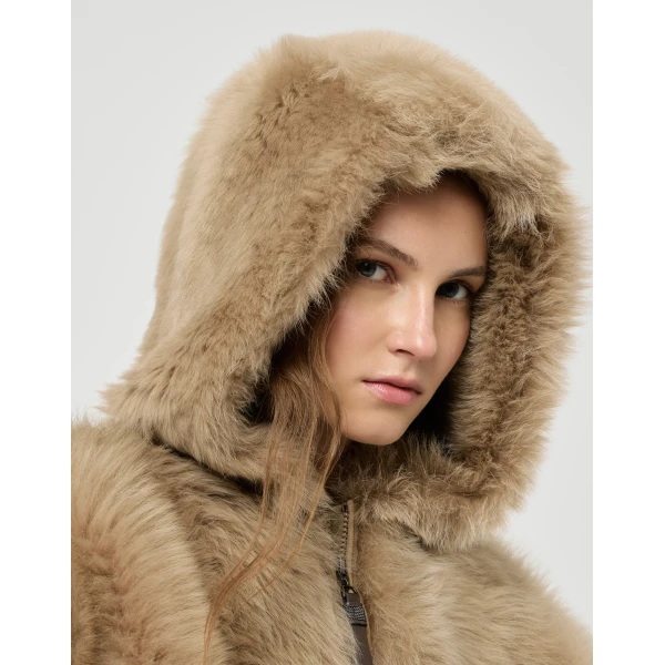 Brunello Cucinelli Lux shearling outerwear jacket in Honey, view 4 | Shearling Jackets | Luxury Shoes 