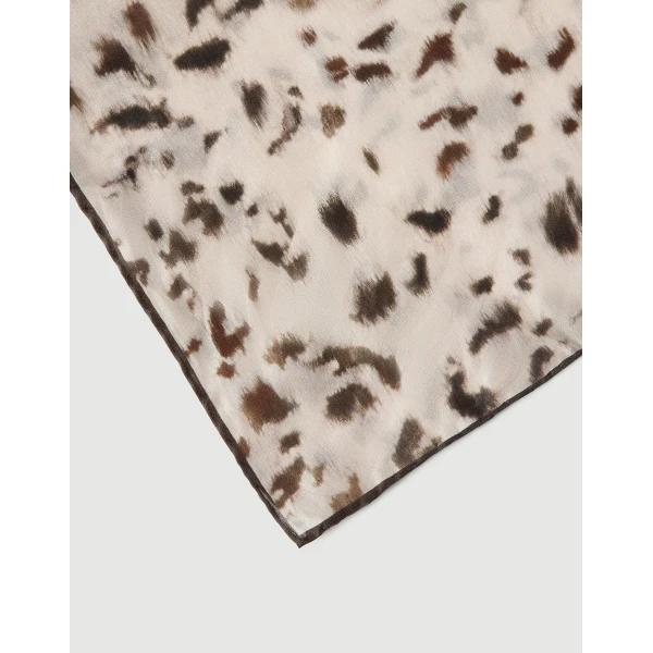 Brunello Cucinelli Lynx Print silk scarf in Beige, view 2 | Scarves | Luxury Shoes 