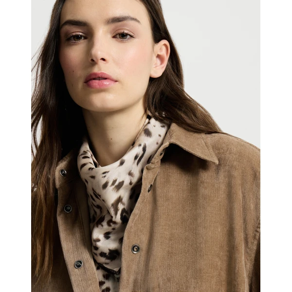 Brunello Cucinelli Lynx Print silk scarf in Beige, view 3 | Scarves | Luxury Shoes 