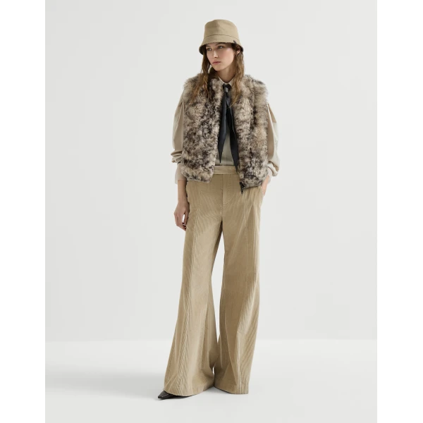 Lynx-effect shearling reversible vest in Light Brown - Image 6