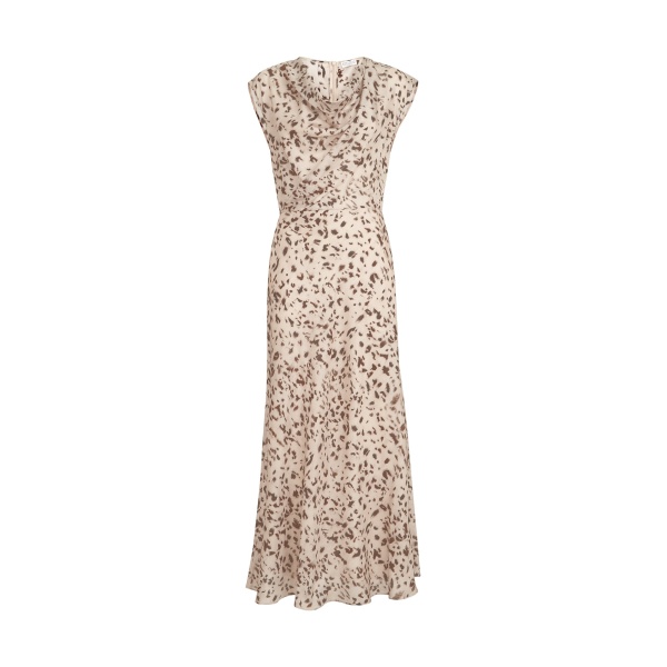 Brunello Cucinelli Lynx print pongee dress in Beige