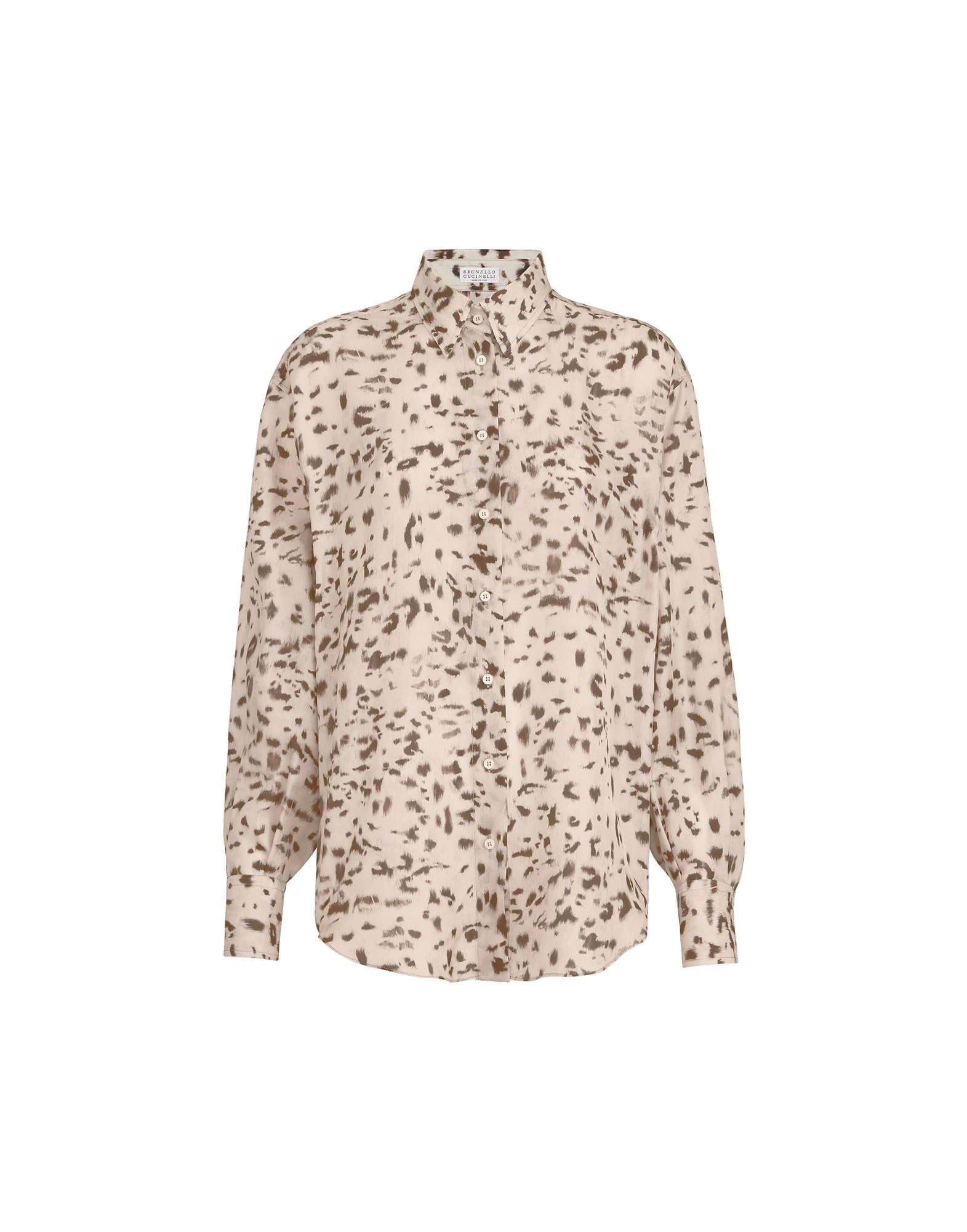 Brunello Cucinelli Lynx print pongee shirt in Beige | Buy Tops at Luxury Shoes Brunello Cucinelli Lynx print pongee shirt in Beige