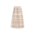Brunello Cucinelli Macrocheck print pleated skirt in Beige
