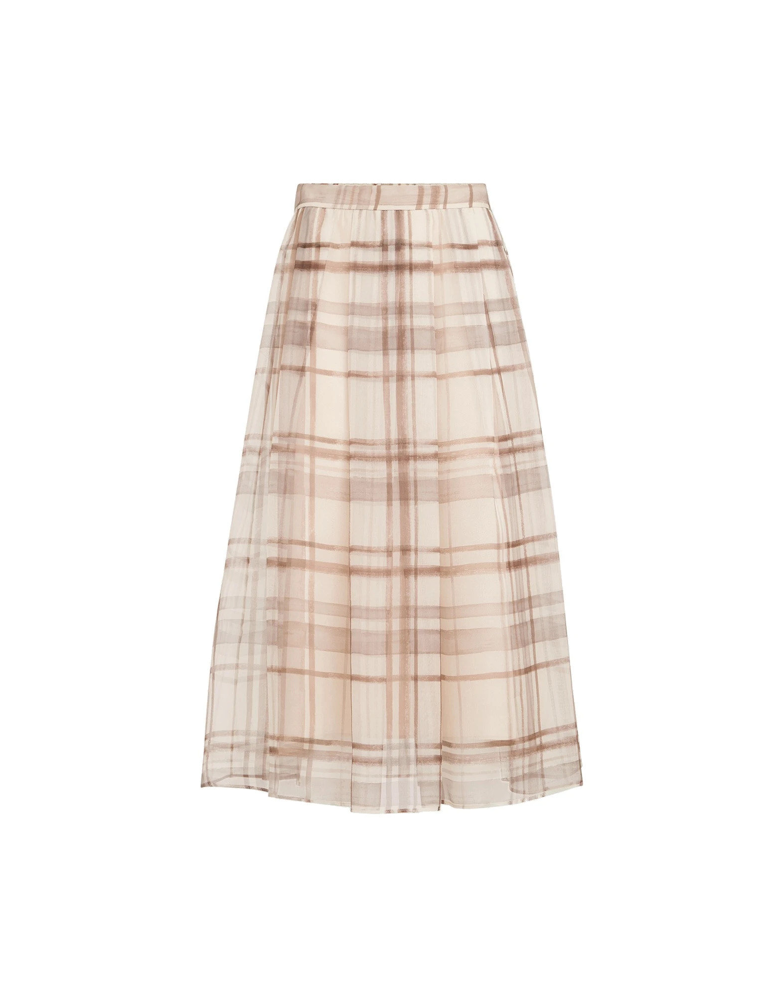 Brunello Cucinelli Macrocheck print pleated skirt in Beige | Buy Skirts at Luxury Shoes Brunello Cucinelli Macrocheck print pleated skirt in Beige