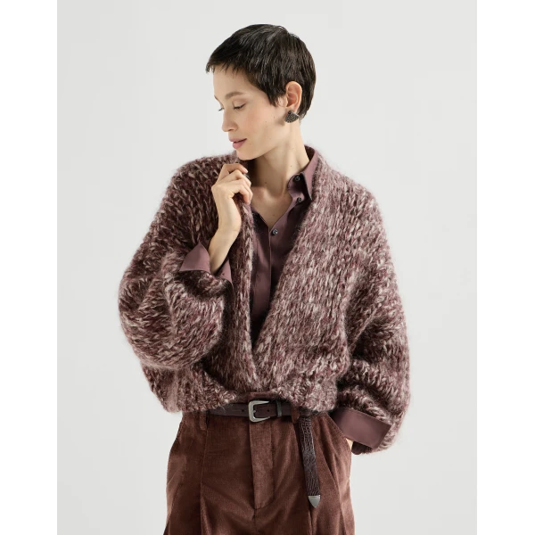 Malfilé mohair cardigan in Purple - Image 2