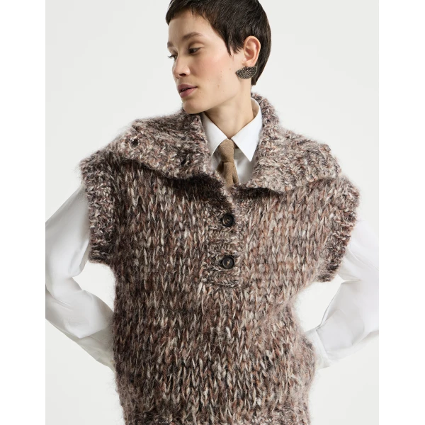 Malfilé mohair sweater vest in Bark - Image 5