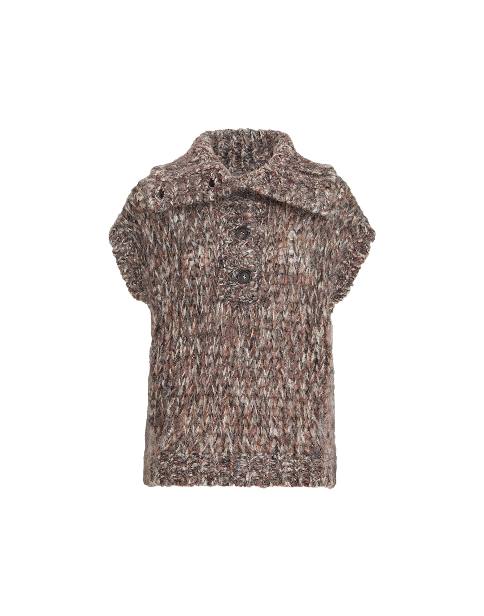 Brunello Cucinelli Malfilé mohair sweater vest in Bark | Buy Knitwear at Luxury Shoes Brunello Cucinelli Malfilé mohair sweater vest in Bark
