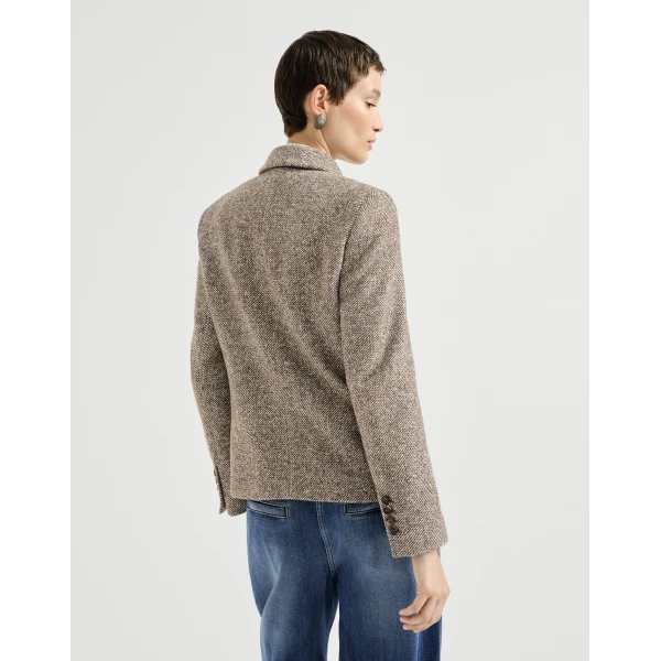 Brunello Cucinelli Mélange diagonal blazer in Brown