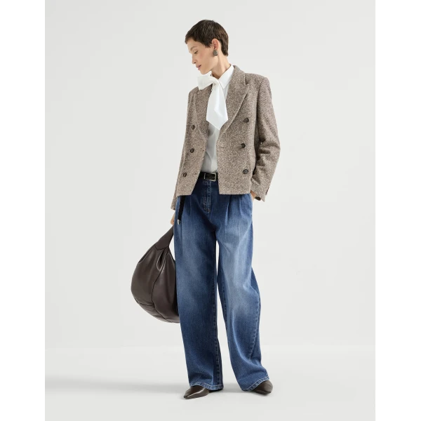 Brunello Cucinelli Mélange diagonal blazer in Brown