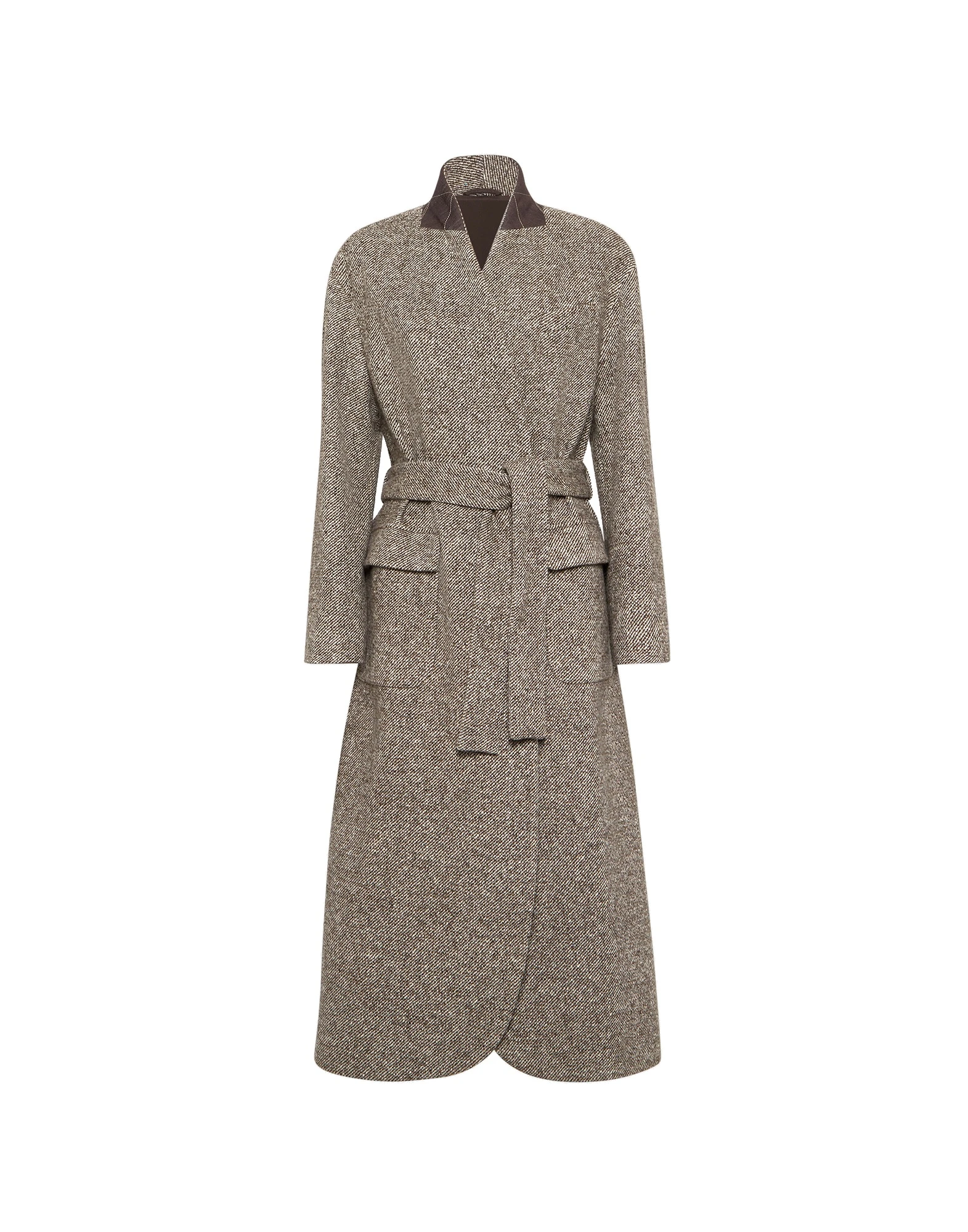 Brunello Cucinelli Mélange diagonal coat in Brown | Buy Coats at Luxury Shoes Brunello Cucinelli Mélange diagonal coat in Brown