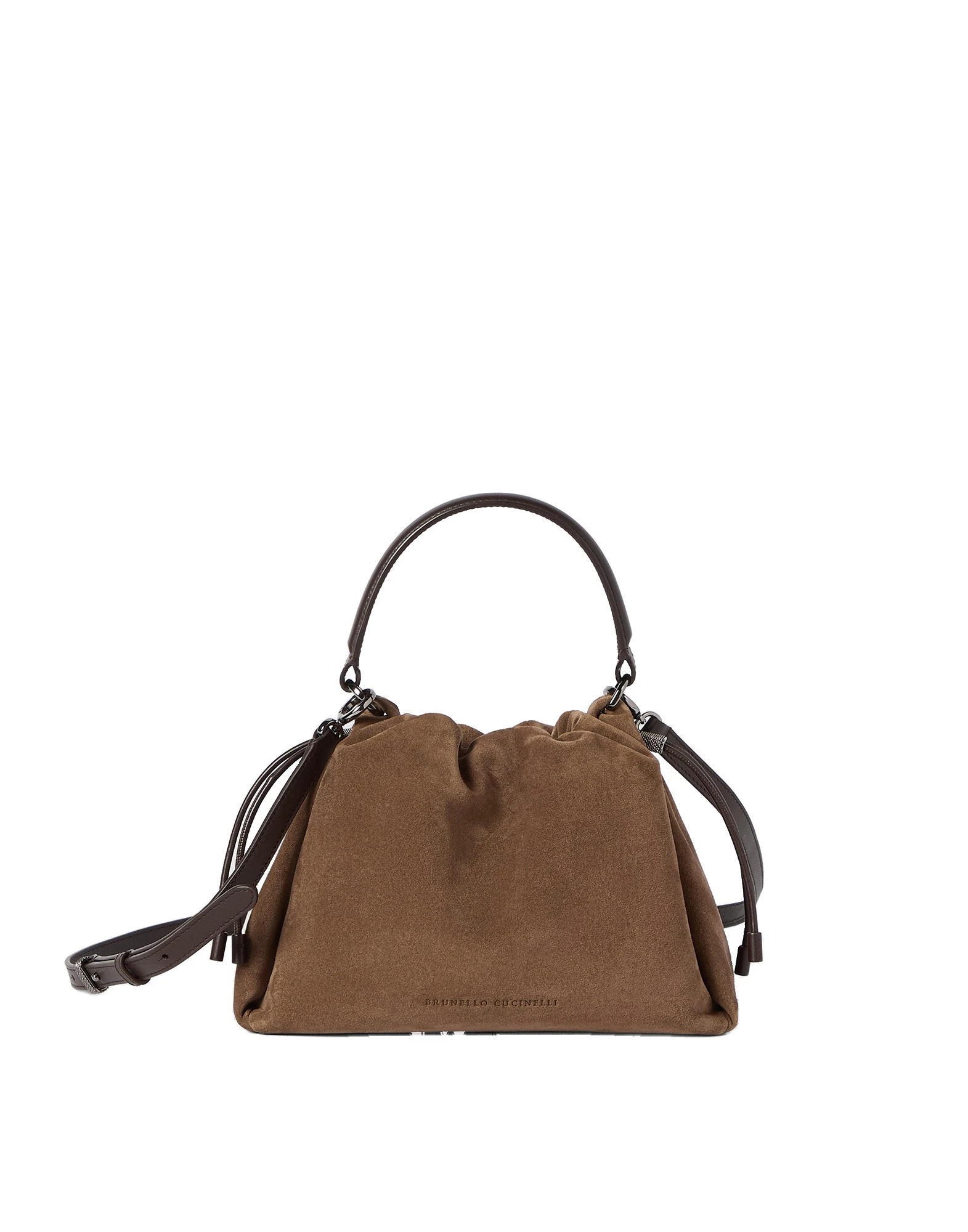 Brunello Cucinelli Mellow small bucket bag in suede in Caramel | Buy Bucket Bags at Luxury Shoes Brunello Cucinelli Mellow small bucket bag in suede in Caramel