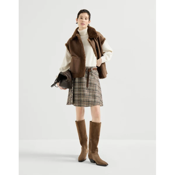 Brunello Cucinelli Mini circle skirt in Light Brown