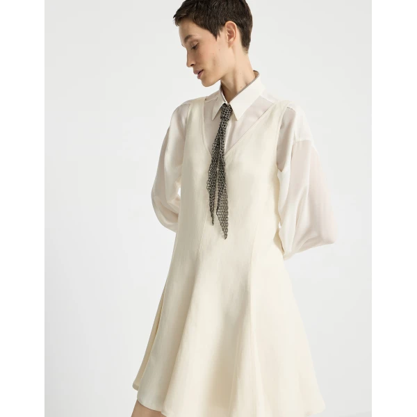 Mini dress with monili in Ivory - Image 5