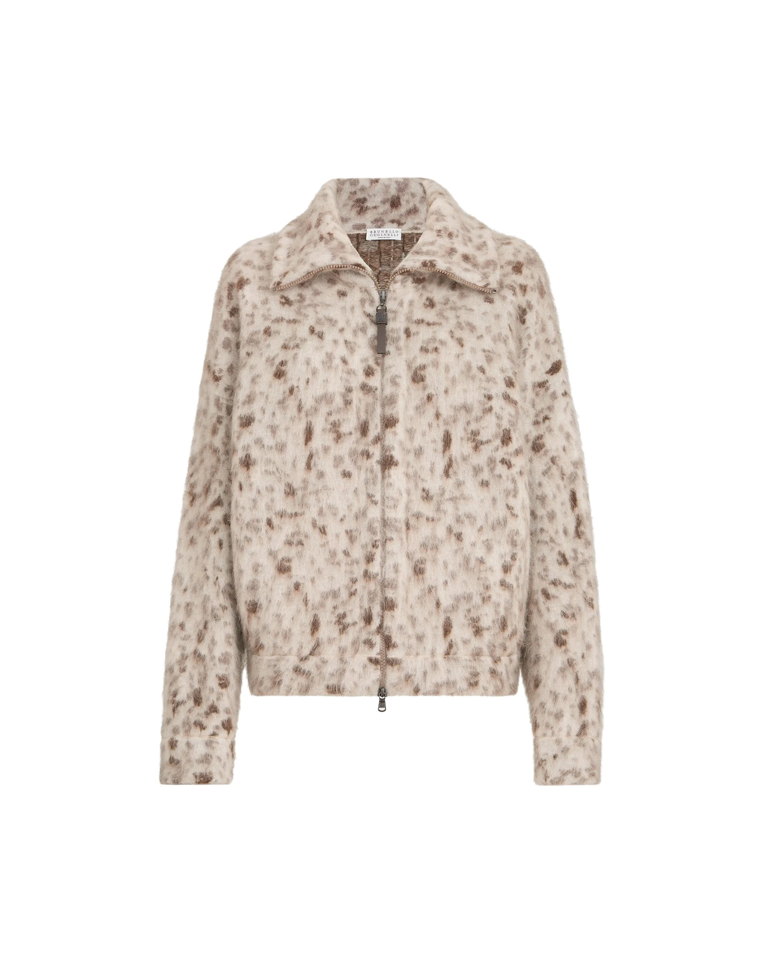 Brunello Cucinelli Mohair and wool lynx jacquard cardigan in Buff Brunello Cucinelli