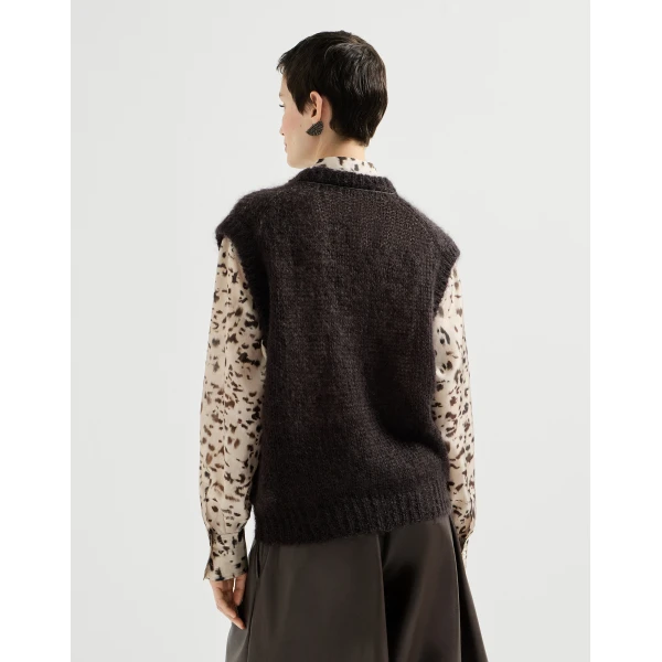 Mohair sweater vest in Pine Cone Brown - Image 3