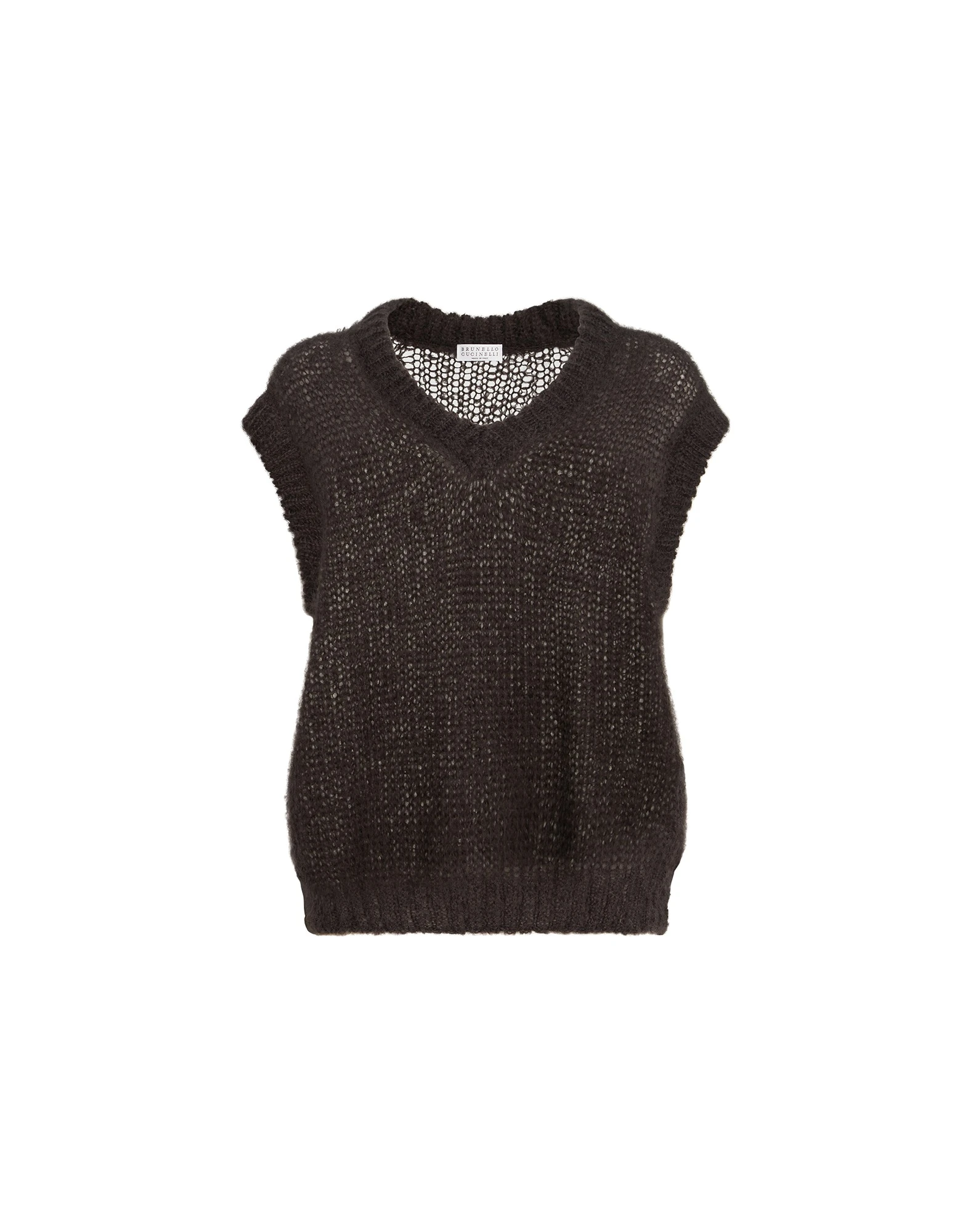 Brunello Cucinelli Mohair sweater vest in Pine Cone Brown | Buy Knitwear at Luxury Shoes Brunello Cucinelli Mohair sweater vest in Pine Cone Brown