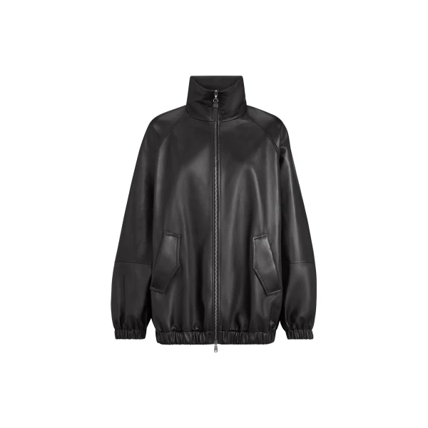 Nappa leather bomber jacket in Black