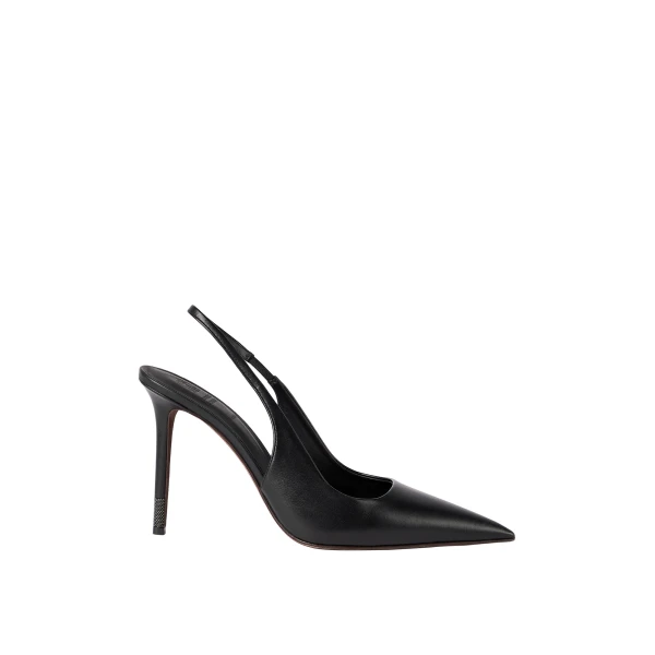 Brunello Cucinelli Nappa leather heels with monili in Black