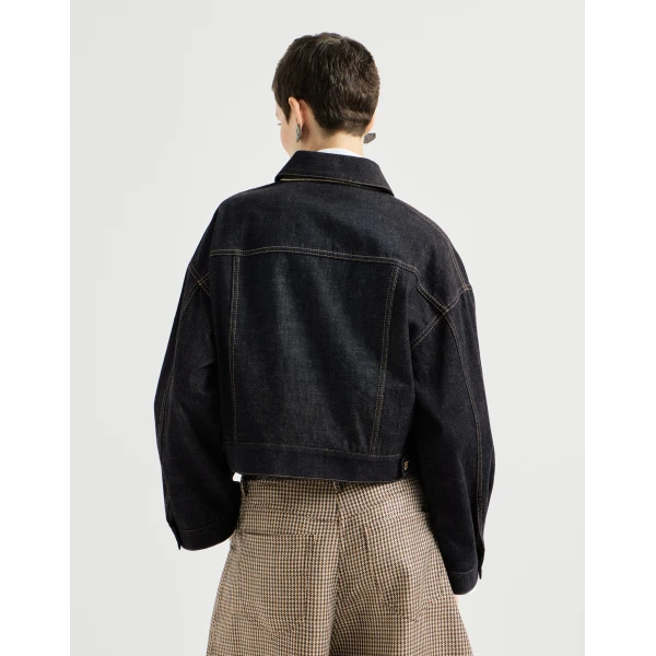 Brunello Cucinelli No-fade denim outerwear jacket with monili in Denim, view 3 | Jackets | Luxury Shoes 