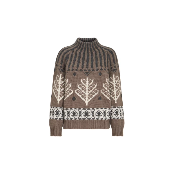 Nordic heritage high-neck sweater in Light Brown