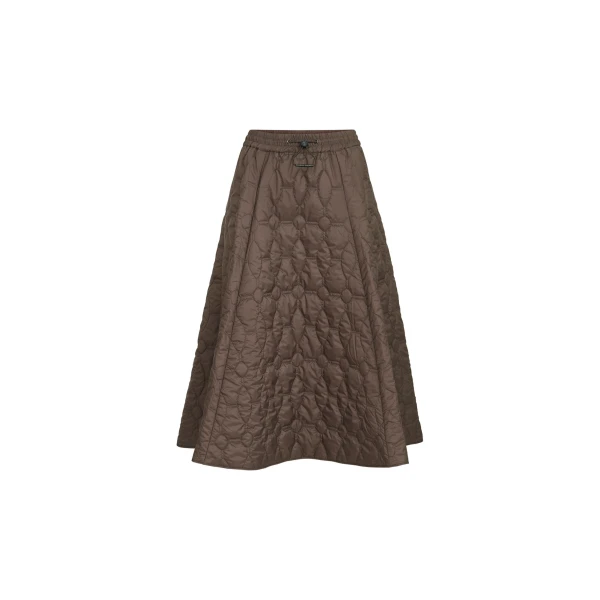 Nylon quilted skirt in Coffee