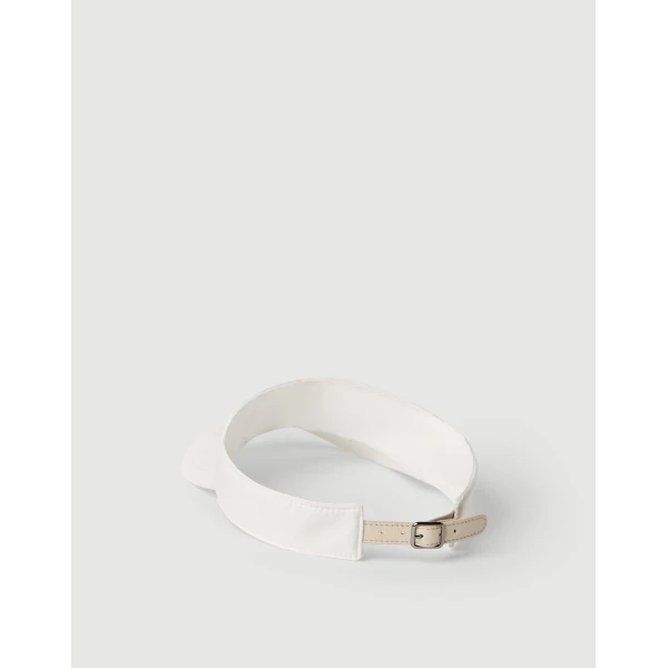 Brunello Cucinelli Nylon visor with shiny band in White, view 2 | Hats | Luxury Shoes 
