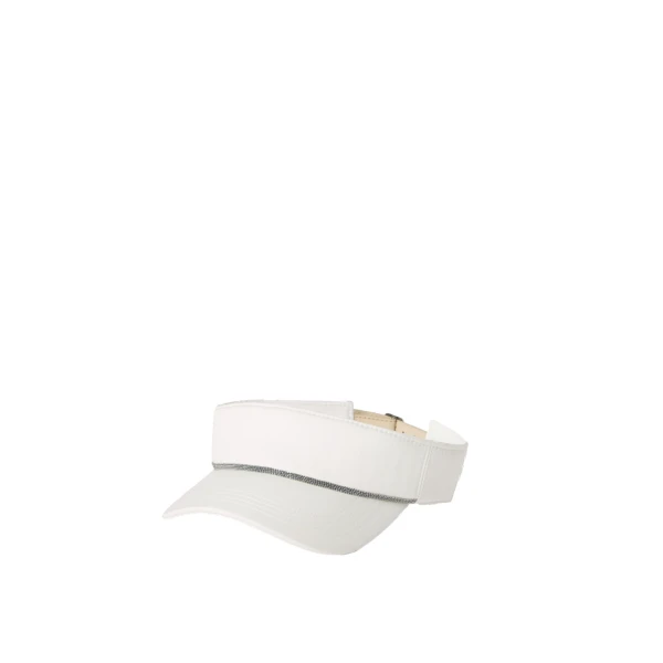 Brunello Cucinelli Nylon visor with shiny band in White | Hats | Luxury Shoes 