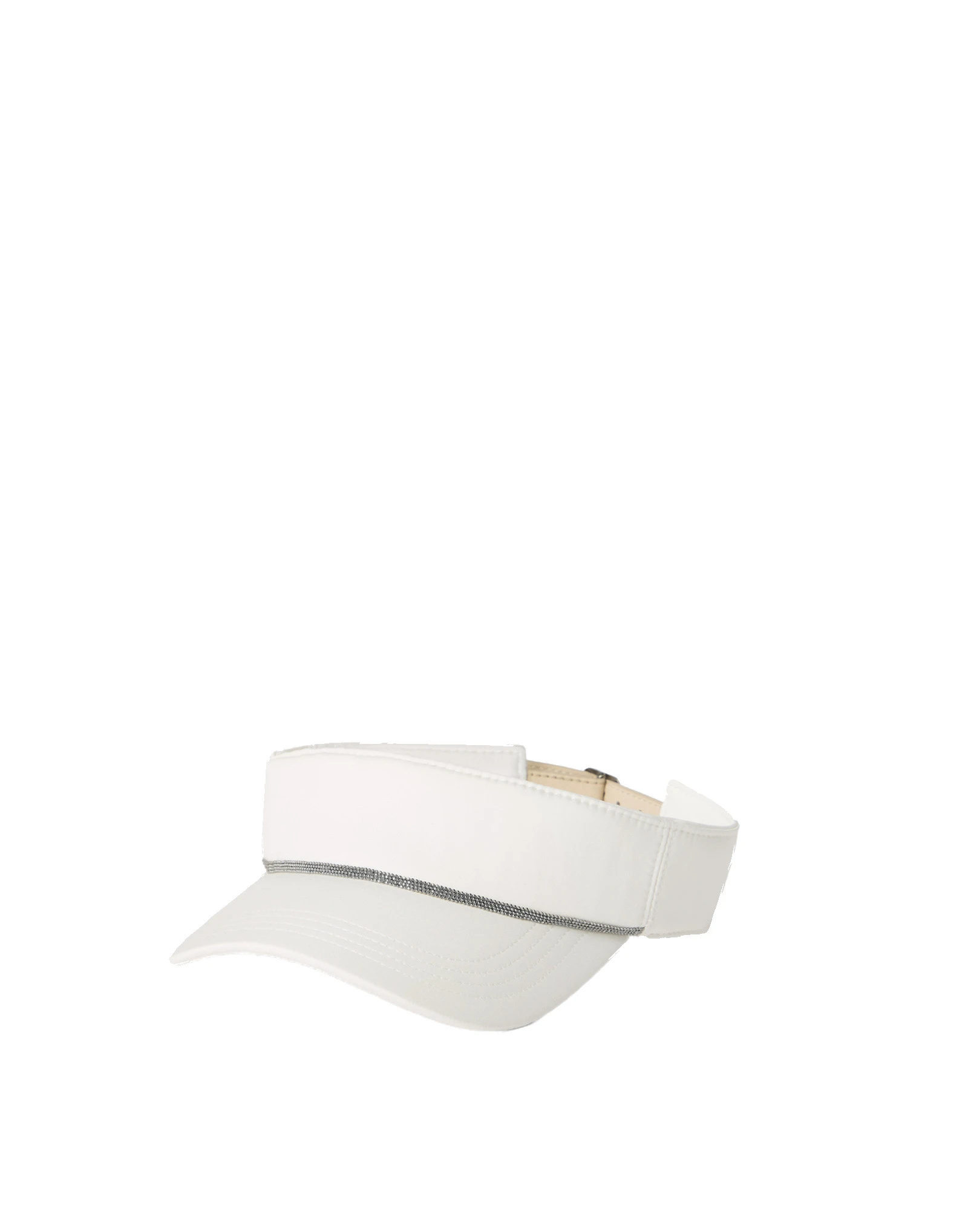 Brunello Cucinelli Nylon visor with shiny band in White Brunello Cucinelli Nylon visor with shiny band in White | Hats | Luxury Shoes