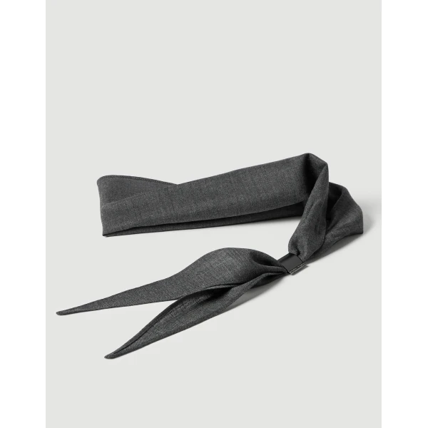 Brunello Cucinelli Organza necktie with monili in Dark Grey, view 2 | Accessories | Luxury Shoes 