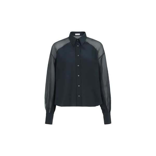 Paneled shirt with monili in Blue