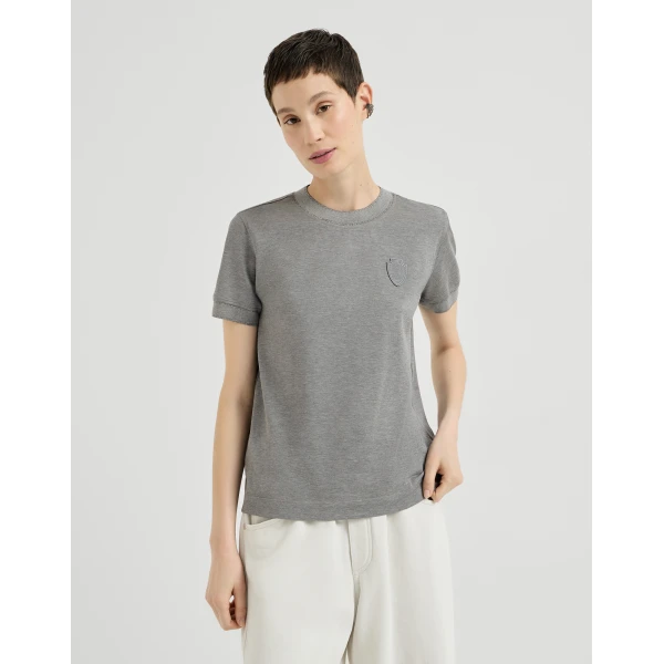 Piqué T-shirt with logo in Dark Grey - Image 2