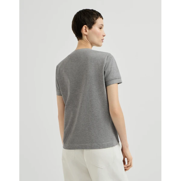 Piqué T-shirt with logo in Dark Grey - Image 3