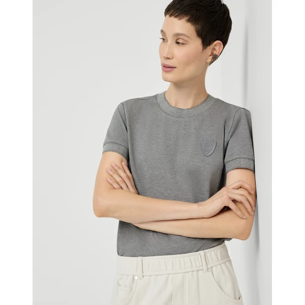 Piqué T-shirt with logo in Dark Grey - Image 5