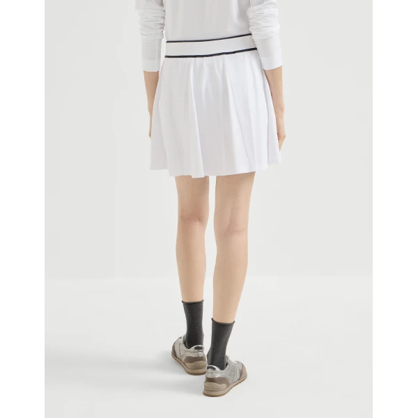 Piqué mini skirt with logo in White - Image 3