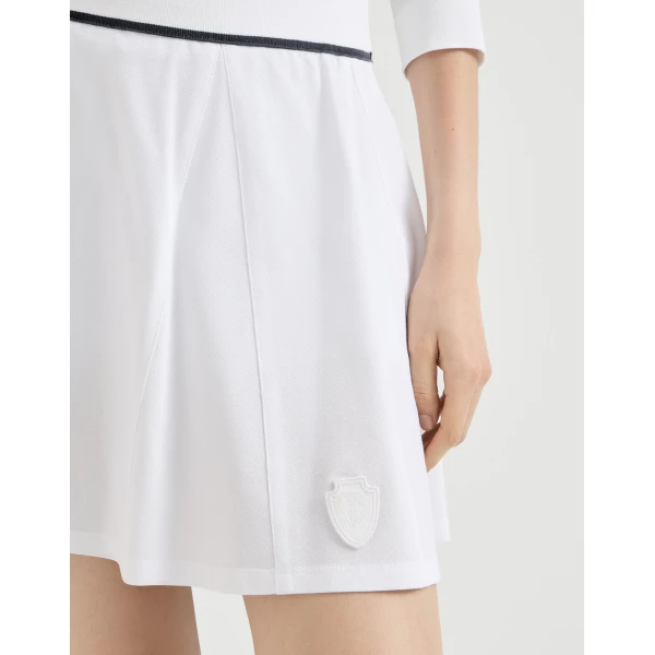 Piqué mini skirt with logo in White - Image 4
