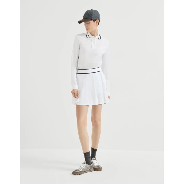 Piqué mini skirt with logo in White - Image 6