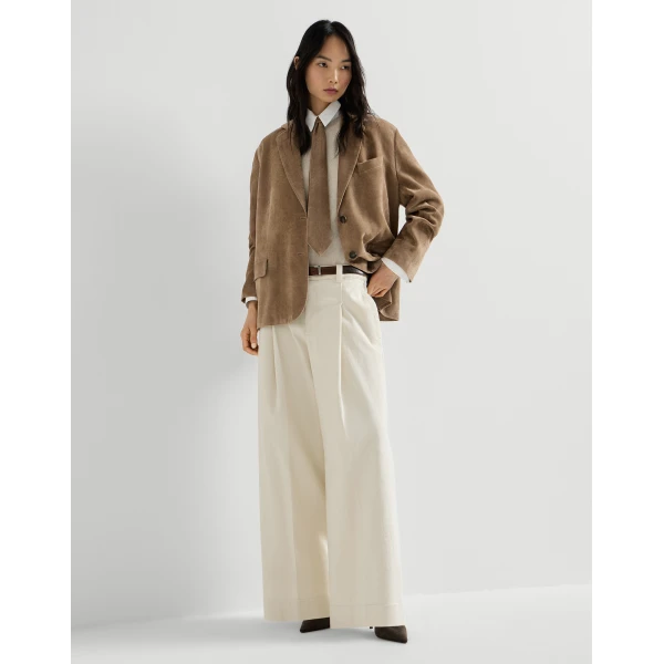 Pleated A-line trousers in Milk - Image 5